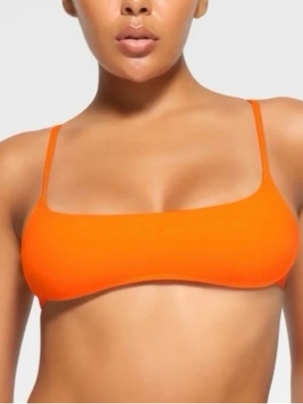 SKIMS SWIM Micro Scoop Bikini Top In Tangerine- Size 2X